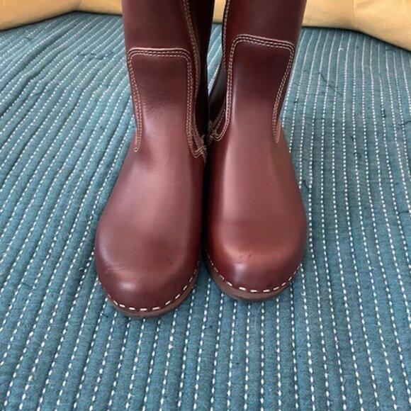 NEW Maguba Clog Boots Brown Leather Embroidered Size 38 Zipper Tall Boots $250 - Picture 15 of 15